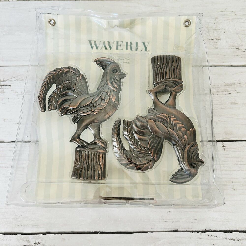 Waverly Rooster Curtain Rod Decorative Bronze Rosettes Cottage 1" Diameter
